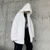 BaLuoShang棉衣男潮2020年冬季白色仿连帽棉袄子加厚外套软糯糯chic棉服棉衣