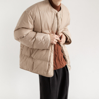 BaLuoShangMG/冬季无领简约棉衣男短款韩版潮流宽松面包服拉链情侣bf风棉服棉衣