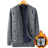 BaLuoShang中老年人秋冬装毛衣开衫男爸爸加绒加厚老人60岁70爷爷80针织外套毛衣