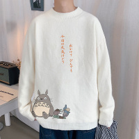 BaLuoShang秋冬圆领百搭卡通印花毛衣男宽松学院风针织衫胖子大码潮流毛线衣毛衣