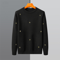 BaLuoShang2020潮流刺绣毛衣男假两件秋冬加绒衬衫领男士针织衫休闲打底线衫毛衣