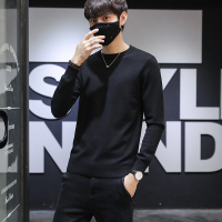 BaLuoShang冬季套头毛衣 男韩版潮流圆领打底衫 男修身半高领男士针织衫毛衣毛衣