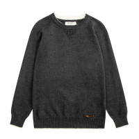 BaLuoShang假两件圆领毛衣男宽松韩版打底秋冬季男士线衣潮流个性帅气针织衫毛衣