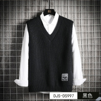 BaLuoShang衬衫领毛衣男士秋冬季韩版潮流个性宽松假两件V领针织衫背心马甲毛衣