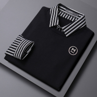 BaLuoShang针织衫男假两件毛衣条纹男装休闲秋冬加绒加厚打底长袖潮马甲上衣毛衣