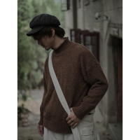 BaLuoShang危机青年复古泰迪绒半高领毛衣男秋冬加厚日系情侣装宽松上衣女潮毛衣