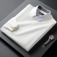 BaLuoShangCVDE秋冬白色毛衣男假两件圆领针织衫商务休闲内搭保暖毛线衫上衣毛衣