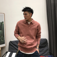 BaLuoShang徐太浪秋季美式休闲针织衫男士潮流翻领简约纯色磨毛日常打底毛衣毛衣