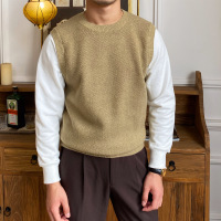 BaLuoShang鹿三先生秋冬款高质感圆领拼接长袖毛衣假两件针织套头休闲卫衣男毛衣