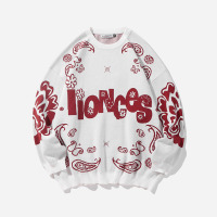 BaLuoShang格图力百搭潮牌绣花针织衫腰果花满印花情侣宽松oversize毛衣男潮毛衣