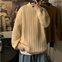 BaLuoShang麻花高领毛衣男士秋冬季潮牌青少年打底线衣宽松慵懒风加厚针织衫毛衣