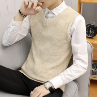 BaLuoShang秋冬季针织背心男潮流修身马甲青少年内搭V领无袖毛衣坎肩学院风毛衣