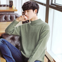 BaLuoShang韩版男士修身纯色半高领针织衫毛衣秋冬季打底衫紧身线衣青年男装毛衣