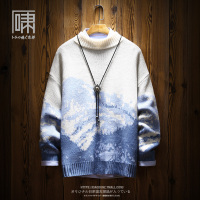 BaLuoShang秋季潮牌国潮半高领毛衣 男日系古着宽松慵懒风针织衫男装打底衫毛衣