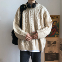 BaLuoShang圣诞节大红色本命年麻花毛衣男士潮流情侣新年红简约百搭过年衣服毛衣