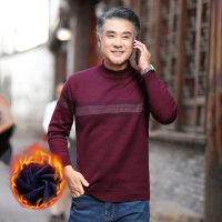 BaLuoShang中年爸爸装毛衣男秋冬季上衣男士加绒加厚保暖衣爷爷中老年人男装毛衣
