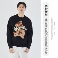 BaLuoShangUOOHE毛衣男2020秋冬季新款日系卡通泰迪熊提花毛衫宽松针织衫潮毛衣