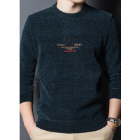 BaLuoShang老爷车秋冬季中年雪尼尔卫衣加绒加厚款圆领毛衣男保暖线衣针织衫毛衣