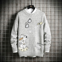 BaLuoShang秋冬季韩版卡通加绒毛衣男士大码潮流内搭毛线衣服装厚保暖外套毛衣