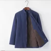 BaLuoShang冬季中国风棉衣男士唐装棉袄中式男装复古加厚棉麻棉服外套拉链式棉衣