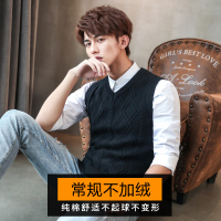 BaLuoShang加绒保暖背心毛衣V领加厚马甲男冬季无袖针织衫坎肩男士线衣毛衣