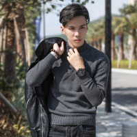 BaLuoShang半高领毛衣男式韩版潮流秋冬季加绒加厚款针织衫男士中领保暖打底毛衣