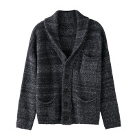 BaLuoShang2020秋冬新款日系宽松男士针织衫开衫毛衫外穿青果领毛衣外套男毛衣