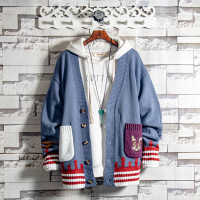 BaLuoShang白糖玫瑰/20 口袋猫咪图案开衫毛衣男冬季韩版厚针织衫线衣潮流毛衣