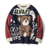 BaLuoShangVRF小熊复古风毛衣男加厚秋冬针织衫日系古着原宿风外套情侣毛衣毛衣