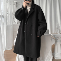 BaLuoShang毛呢大衣男中长款韩版宽松百搭潮流黑色呢子港风学生冬季上衣外套毛呢大衣