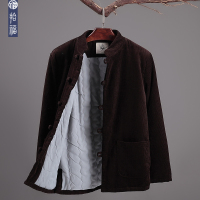 BaLuoShang中国风唐装男士青年冬季复古风条绒棉衣中式棉服佛系复古棉袄茶服棉衣