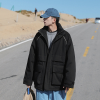 BaLuoShang网红同款韩版宽松立领棉服男士冬季加厚线条拼接潮流棉衣情侣外套棉衣