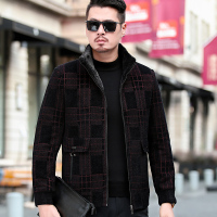 BaLuoShang爸爸冬装毛呢夹克中年男士加厚翻领棉衣中老年短款呢子棉服外套男棉衣