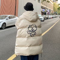 BaLuoShang胖子日系反光小熊棉衣男中长款大码羽绒棉服潮流冬季加厚工装外套棉衣