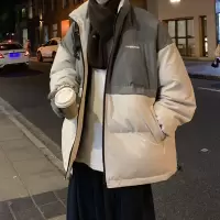 BaLuoShang@ 冬季立领棉服潮流拼接面包服男士棉衣情侣棉袄厚外套棉衣