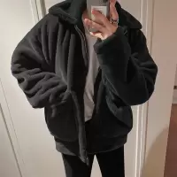 BaLuoShang羔毛外套男士棉服宽松学生青少年冬季加绒加厚棉衣潮棉衣