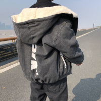 BaLuoShang羔毛棉服男加绒加厚款牛仔夹克秋冬季外套男生棉衣棉袄保暖冬装风衣