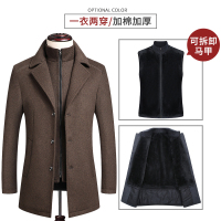 BaLuoShang中年男装毛呢大衣男士中长款韩版呢子休闲上衣加厚爸爸秋冬外套毛呢大衣