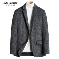 BaLuoShang加厚毛呢子西装男士外套商务休闲西服格衣秋季短款毛呢大衣毛呢大衣