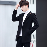 BaLuoShang呢子风衣男短款西服毛呢外套男士秋冬装潮流帅气中长款毛呢大衣毛呢大衣
