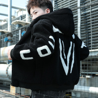 BaLuoShang羔毛外套男士连帽加厚冬装棉衣服韩版潮流痞帅气毛绒棉袄秋冬季风衣