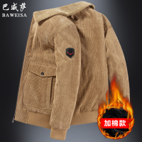 BaLuoShang灯芯绒男士外套秋冬季新款加绒加厚棉衣服宽松百搭休闲工装夹克潮风衣