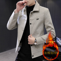 BaLuoShang外套男秋冬2020年新款男装加棉加厚韩版休闲短款加绒毛呢夹克大衣毛呢大衣