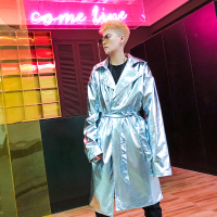 BaLuoShang权志龙演唱会外套潮流夜店DS舞台表演出亮皮反光衣服大衣男女披风风衣