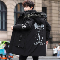 BaLuoShang2020新款冬季男士棉衣中长款羽绒棉服男装连帽袄子大毛领外套潮牌风衣