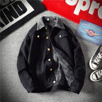 BaLuoShang2020秋冬季新款刺绣夹克男加绒胖子宽松加肥加大码加厚牛仔外套潮风衣