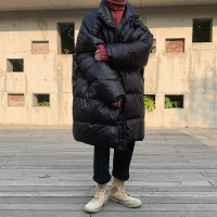 BaLuoShang棉服男中长款韩版潮流港风宽松休闲过膝立领棉大衣外套男冬季加厚风衣