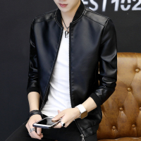 BaLuoShang男士外套秋装韩版皮夹克春秋季衣服男装皮衣潮加肥加大码胖子胖人风衣
