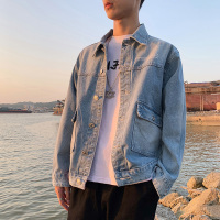 BaLuoShang牛仔外套男2020春秋季韩版潮流加绒宽松帅气休闲潮牌夹克港风褂子风衣