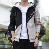 BaLuoShang潮牌连帽夹克衫春秋季韩版潮流拼色工装外套男装休闲百搭宽松上衣风衣